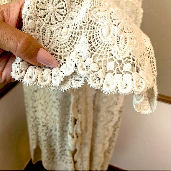 Johnny Was Midi All Over Lace Crochet Kimono Duster Cardigan w/Pockets EUC Sz M - Picture 9 of 12